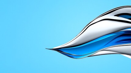 Poster - Abstract Flowing Wave with Blue and White Curves on Blue Background