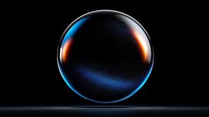 Poster - Colorful Light Reflections on a Transparent Sphere Against Black