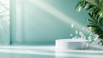 Poster - This image features a broken circular platform with shards splashing around, enhanced by vibrant rays of light, symbolizing creativity and the beauty found in imperfections.