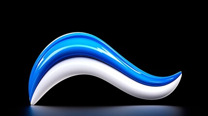 Poster - Abstract Blue and White Wave Shape on Black Background