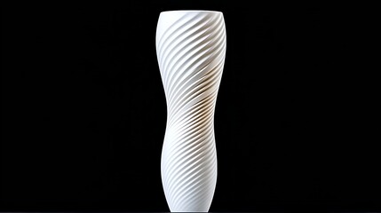 Poster - Elegant White Vase with Twisted Spiral Design on Black Background