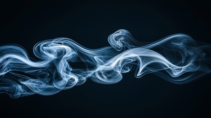 Poster - Blue smoke wave abstract art dark background design