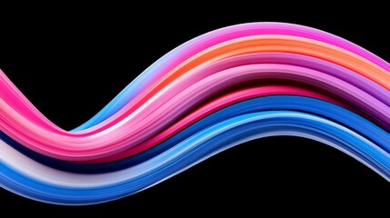 Wall Mural - Colorful Wavy Lines in Vibrant Shades on a Black Background