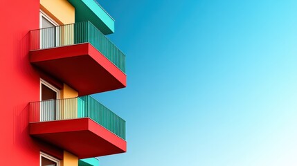 Poster - Capturing a stylish balcony adorned with vibrant colors, this image emphasizes contemporary design and the aesthetic appeal of modern urban living.