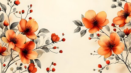 Poster - Exquisite Thai Floral Pattern on Soft Cream Backdrop for Elegant Modern Designs
