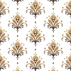 Poster - Minimalist Thai Floral Pattern with Subtle Gold Accents and Delicate Kanok Swirls  Ideal for Modern Design and Decor Applications