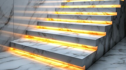 Poster - Illuminated marble stairs in modern interior