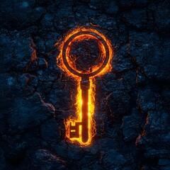 Poster - Fiery Glowing Key Unlocking the Bright Door to a Future of Opportunity and Progress through Education