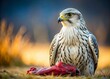 © Man888 - Gyrfalcon Portrait: Fearful Bird Guarding Its Prey, Minimalist Wildlife Photography
