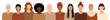 © Iulia - Banner with group of faceless women of different skin color, nationality, religion. International March 8. Accelerate Action. National Equality Women's Day, USA. Flat transparent vector EPS 10