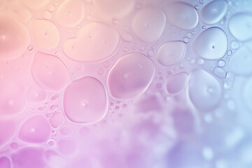 Poster - Colorful bubbles floating on a smooth surface in soft pastel tones during daylight