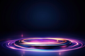 Fototapete - Colorful light pattern with circular design glowing against dark background