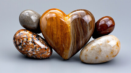 Poster -  minimalist heart-shaped stone arrangement