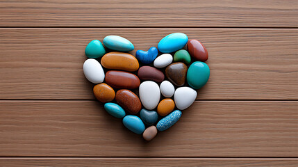 Poster -  minimalist heart-shaped pebble art