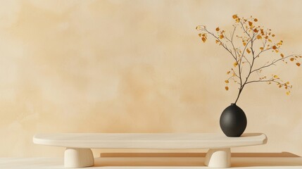Poster - Minimalist floral arrangement indoor decor still life neutral tones close-up aesthetic beauty