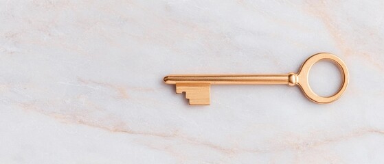 Poster - key to success golden key on marble background still life elegance close-up minimalist concept