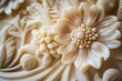 © AuraArt - Intricate floral carving in creamy beige.