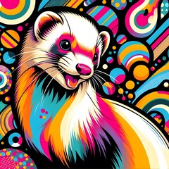 Sticker - 페럿, 팝아트, jpeg (Ferret, pop art, jpeg)