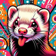 Sticker - 페럿, 팝아트, jpeg (Ferret, pop art, jpeg)