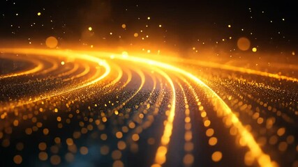 Wall Mural - Dynamic golden light trails on a dark background creating a mesmerizing visual flow.