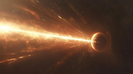 planet destroyed by cosmic ray, space background, science fiction, vfx