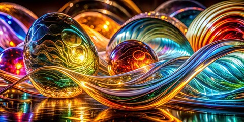 Aufkleber - Long Exposure Glass Waves Abstract Art Design - Swirling Patterns & Light Trails