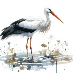 Wall Mural - 황새, 수채화, jpeg (Stork, water colour, jpeg)