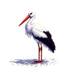 Wall Mural - 황새, 픽셀아트, jpeg (Stork, pixel art, jpeg)