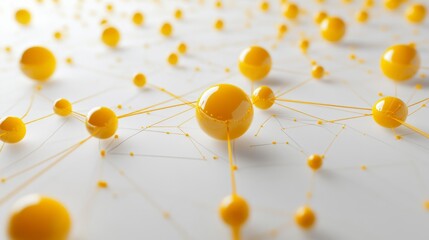 Poster - Visualizing connections bright white background with yellow nodes digital space infographic tech environment conceptual focus