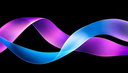 Wall Mural - High-speed cyan and violet light ribbons curving gracefully over a black backdrop.
