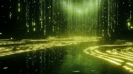Poster - Exploring the deep cyberspace digital realm neon data visualization virtual environment immersive experience glowing binary concept