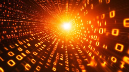 Poster - Exploring deep cyberspace virtual realm digital landscape illuminated environment immersive view glowing binary numbers