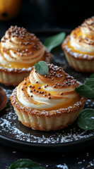 Wall Mural - Gourmet Passionfruit Tart with Whipped Cream and Candied Citrus