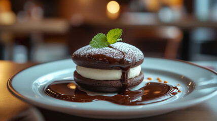 Wall Mural - Gourmet Chocolate Whoopie Pie with Cream Filling