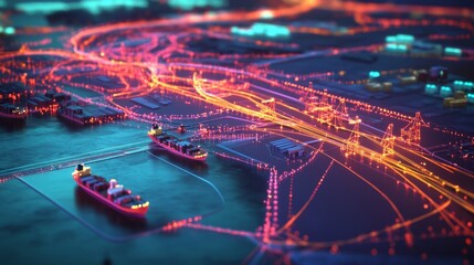 Poster - visualizing global distribution networks worldwide digital rendering technological environment aeria