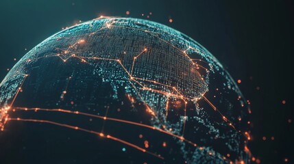 Poster - visualizing global connectivity a digital globe with glowing routes interactive design virtual space