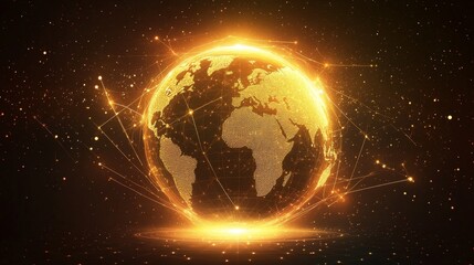 Poster - Illuminated globe animation global space digital art virtual environment abstract perspective glowing globe concept