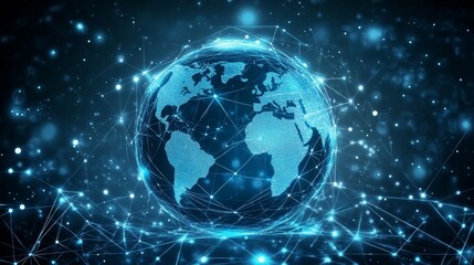 Poster - illuminating animation global sphere digital art virtual space dynamic perspective glowing globe con