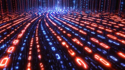 Poster - Exploring luminous binaries cyberspace digital art virtual realm immersive experience a glowing backdrop
