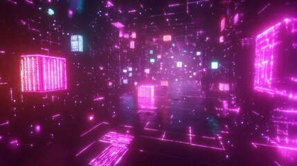 Poster - Streaming data adventures cyberland digital content glowing environment virtual perspective futuristic exploration