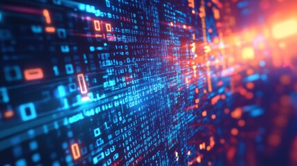 Poster - Exploring a glowing cyberspace digital realm streaming binary data virtual environment immersive perspective futuristic concepts