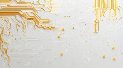 Poster - Dynamic digital design modern studio graphic art clean white space close-up yellow circles on white background