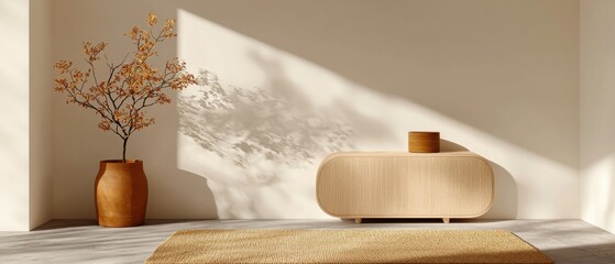 Poster - minimalist living room design featuring natural elements in a bright contemporary space