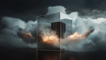Aufkleber - The concept of cloud computing services for the future involves data storage and computing power that can be managed without direct user intervention, utilizing AI generative capabilities