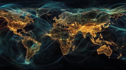 Poster - Digital transport routes mapping global connectivity world infographic digital environment aerial view transport innovation