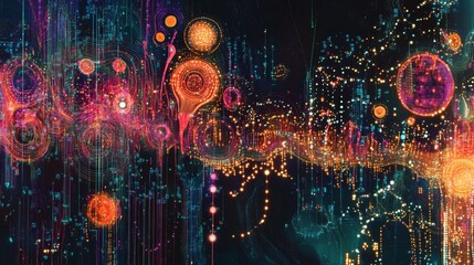 Poster - Exploring machine learning creativity digital realm abstract art virtual space close-up digital innovation
