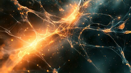Fototapete - Exploring abstract digital landscape virtual realm visual art immersive space aerial perspective neural connections