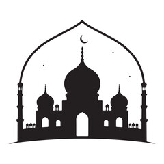 Fototapete - Islamic Crescent Moon with Mosque