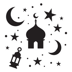 Fototapete - Design of a poster with Arabic lanterns to commemorate Islamic holidays