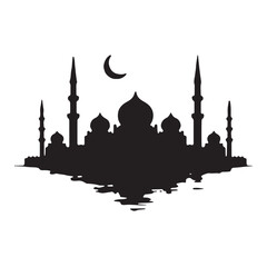 Fototapete - Mosque Under the Crescent Moon
